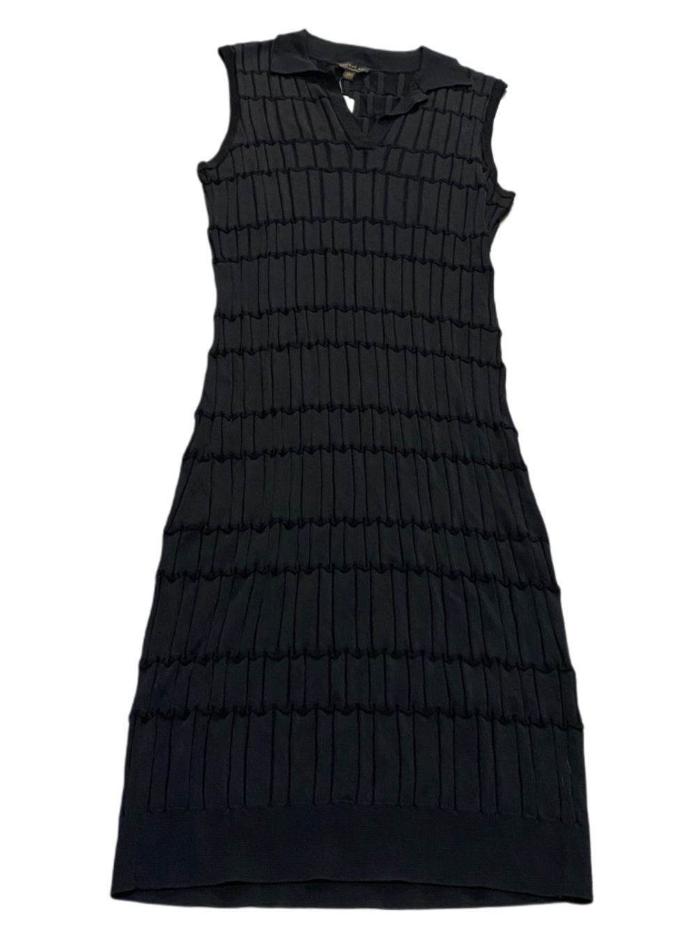 NWT Anthropologie Current Air Black Collared Spliced Midi Pencil Dress Large - Picture 2 of 9